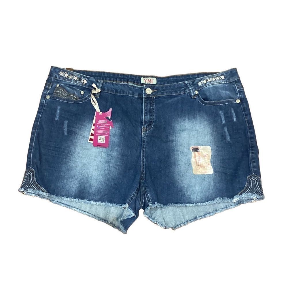 NWT YMI Denim Jean Shorts Size 3X Plus Embroidered